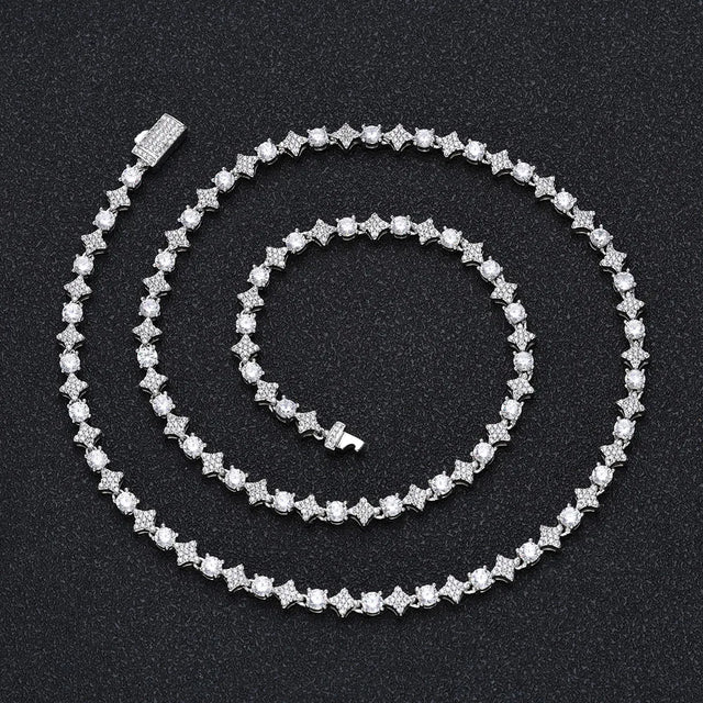Zircon Star Tennis Necklace — 18K Sparkling (Silver / Gold)