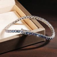 Blue Moissanite Tennis Bracelet — 3–5mm, Certified (925 Sterling Silver)