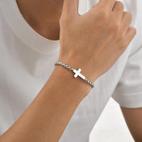 Box Chain Cross Bracelet — Non-Tarnish Stainless Steel