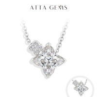 ATTAGEMS Clover Cut DVVS1 Moissanite Necklace for Women S925 Sterling Silver Adjustable 40+5cm Pass Diamond Test Valentine Gifts