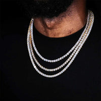 Iced-Out CZ Tennis Chain — 18K Gold-Plated Necklace