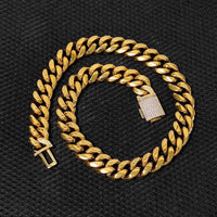 Iced CZ Cuban Choker — 18mm Buckle Clasp, Stainless Steel