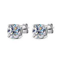 Colored Moissanite Stud Earrings — White, Blue & Green D-Color (925 Silver)
