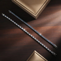 Blue Moissanite Tennis Bracelet — 3–5mm, Certified (925 Sterling Silver)