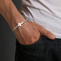Box Chain Cross Bracelet — Non-Tarnish Stainless Steel