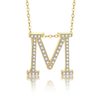 Moissanite Initial Charm Necklace — 26 Letters (925 Sterling Silver)