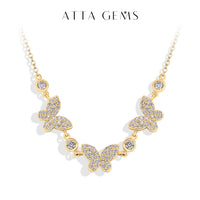 Moissanite Butterfly Pendant Necklace — DVVS1, 18K Gold-Plated (925 Silver)