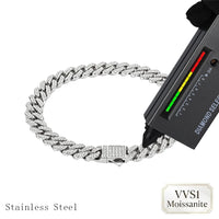Moissanite Cuban Chain & Bracelet — 8mm 2-Row Prong, VVS1 Stainless Steel