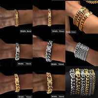 Chunky Cuban Bracelet — 14–18mm, 18K Gold-Plated Stainless Steel