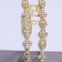 Flip-Clasp Cross Cuban Bracelet — 5A CZ, 18K Gold-Plated Brass