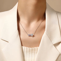 Four-Point Star Moissanite Necklace — Pink Corundum (925 Sterling Silver)