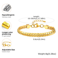 Women's Flat Cuban Bracelet — 6mm Gold-Plated Macramé-Edge Steel