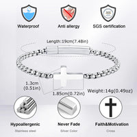 Box Chain Cross Bracelet — Non-Tarnish Stainless Steel
