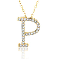 Moissanite Initial Charm Necklace — 26 Letters (925 Sterling Silver)