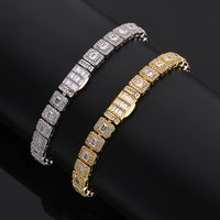 Rock-Sugar Iced CZ Tennis Bracelet — 7.5mm Cuban Link