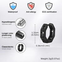 Men's Cross Huggie Hoop Earrings — Hollow Octagon Stainless Steel (Silver / Black)