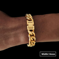 Chunky Cuban Bracelet — 14–18mm, 18K Gold-Plated Stainless Steel