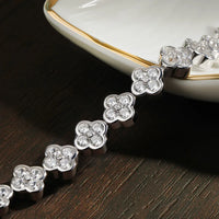 KNOBSPIN D VVS1 Moissanite Tennis Bracelet 2mm Diamond GRA Certified s925 Sterling Silver Four Leaf Clover Bracelets for Women