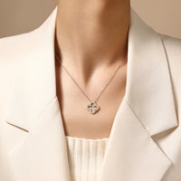 Two-Tone Clover Moissanite Necklace — Gold Edge (925 Sterling Silver)