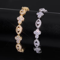 Flip-Clasp Cross Cuban Bracelet — 5A CZ, 18K Gold-Plated Brass