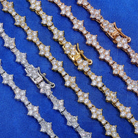 Honeycomb Iced CZ Tennis Chain — Flower-Shape Necklace