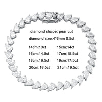 KNOBSPIN 4x6mm Pear Moissanite Tennis Bracelet s925 Sterling Silver Plated 18k White Gold with GRA Fine Bracelet for Women Man