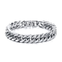 Chunky Cuban Link Bracelet — 10/12/15mm Bold Stainless Steel (Silver)