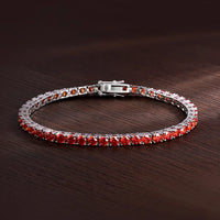 Red Moissanite Tennis Bracelet — GRA-Certified (925 Sterling Silver)