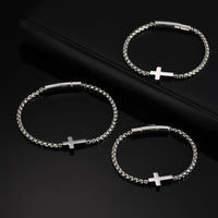 Box Chain Cross Bracelet — Non-Tarnish Stainless Steel