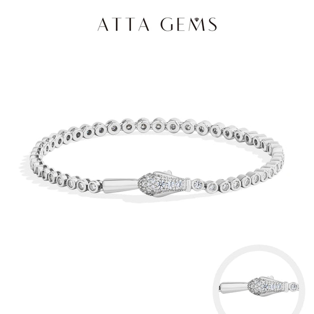 Snake-Lock Moissanite Tennis Bracelet — Certified (925 Sterling Silver)