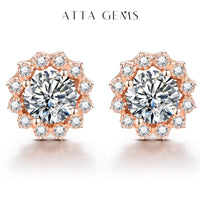 Moissanite Stud Earrings — 1ct Round, Rhodium (925 Sterling Silver)