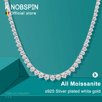 KNOBSPIN 3 Claw D VVS1 Moissanite Tennis Necklace s925 Sterling Silver 18k White Gold GRA Certified Wedding Necklaces for Women