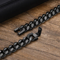 Miami Cuban Link Bracelet for Men — 18K Gold, Silver & Black Stainless Steel