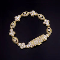 Flip-Clasp Cross Cuban Bracelet — 5A CZ, 18K Gold-Plated Brass