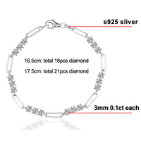 KNOBSPIN 3mm D Color Round Moissanite Bracelet Summer Fashion Jewelry GRA Certified s925 Sliver Plated 18k Bracelets for Women