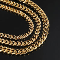 Cuban Link Chain — 8–14mm, 18K Gold PVD Stainless Steel