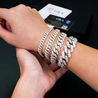 Moissanite Cuban Bracelet — 8–14mm D-VVS1, GRA-Certified (925 Sterling Silver)