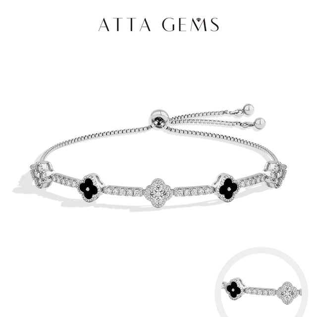 Moissanite Flower Charm Tennis Bracelet — 18K Gold-Plated (925 Silver)