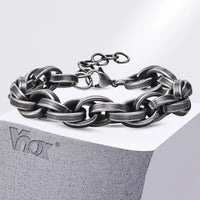 Chunky 11mm Link Bracelet — Oxidized Viking Stainless Steel (Men's)