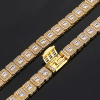 Rock-Sugar Iced CZ Tennis Bracelet — 7.5mm Cuban Link