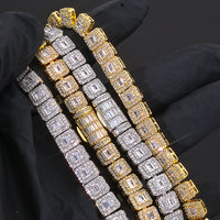 Rock-Sugar Iced CZ Tennis Bracelet — 7.5mm Cuban Link