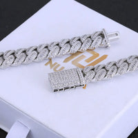 Prong-Set Iced CZ Cuban Chain — 12mm Rectangle (Necklace & Bracelet)