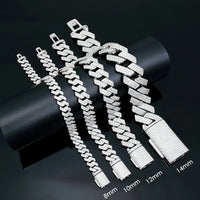 Moissanite Cuban Bracelet — 8–14mm D-VVS1, GRA-Certified (925 Sterling Silver)