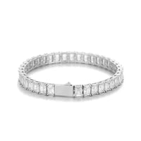 Rectangle-Cut Iced CZ Tennis Bracelet — 6mm (Gold / Silver)