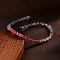 Red Moissanite Tennis Bracelet — GRA-Certified (925 Sterling Silver)