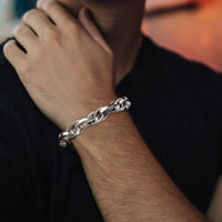 Chunky 11mm Link Bracelet — Oxidized Viking Stainless Steel (Men's)