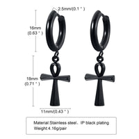 Men's Ankh Cross Earrings — Stainless Steel Huggie (Gold / Silver / Black)