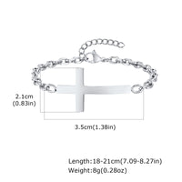 Men's Cross Bracelet — Adjustable Rolo Chain, Stainless Steel
