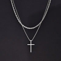 Layered Cross Pendant Necklace — Non-Tarnish Stainless Steel (Gold / Silver)