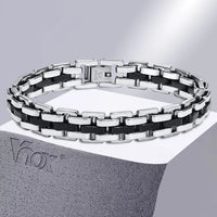 Wide Strap Link Bracelet — Non-Tarnish Stainless Steel (Gold / Silver / Black)